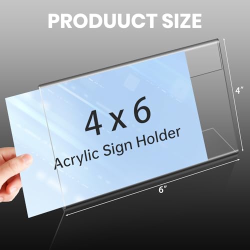Acrylic Sign Holders 4x6 Inches Display Clear, Acrylic Table Signs Label Holders Slant Back Sign Holders Stand Small Acrylic Display Stands for Office, Store, Restaurant (20 PCS) - size: 4x6 inch