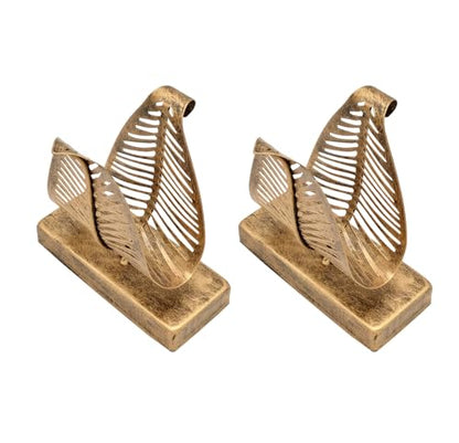 Set of 2 Freestanding Modern Napkin Holder with Leaf Design, Tabletop Tissue Dispenser, Countertop Napkin Storage Organizer – Bronze - color: Bronze 2Set
