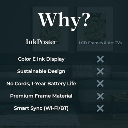 INKPOSTER Tela 28.5" - Color Screen E Ink Spectra 6 with Sharp IGZO - Up to 1 Year on one Charge - Paper-Like: Silent, no Blue Light - Aluminium Body - Thousands of Artworks in Application
