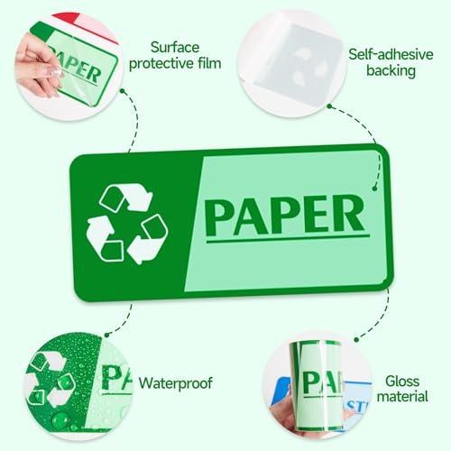 4PCS Recycle Stickers for Trash Bins，Self-adhesive Waterproof and Fade Resistant Trash Recycle Stickers, Recycling Labels for Trash Can for Home, Office, Apartment, Hotel, School and Public Area - color: paper Recycle Stickers