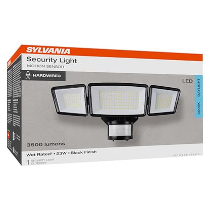 Sylvania 23W Security LED Light with Motion Sensor, Hardwired, 3500 LMS, Wet Rated, 5000K, Daylight - 1 Pack (66479) - color: Black, style: 23W Motion Sensor