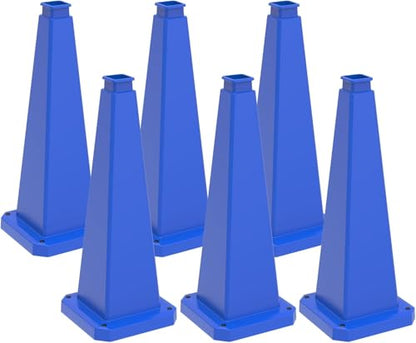 36 inch Blue Safety Caution Cones Blank, Safety Road Cones Unprinted with Heavy Rubber Weighted Base for DIY Custom Messaging Hazard Warning (6 Pack) - color: BLANK/BLUE, size: 36 inch