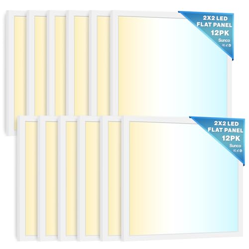 Sunco 12 Pack 2x2 LED Flat Panel Lights, 3CCT Selectable, 30-40W, Dimmable - size: 2x2 - White