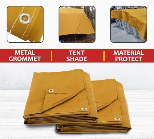 Mytee Products 6' x 8' Tan Canvas Tarp 12oz Heavy Duty Water Resistant - color: Tan (1 Pc), size: 6' x 8'