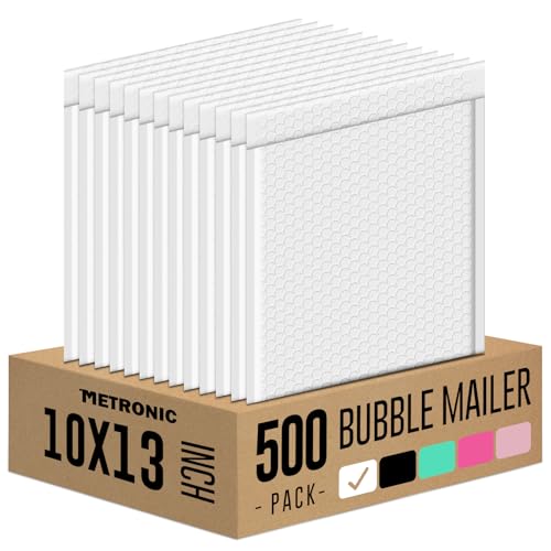 METRONIC Bubble Mailers 10x13" Padded Envelopes White 500Pack Waterproof - color: White, size: 10x13" 500PC