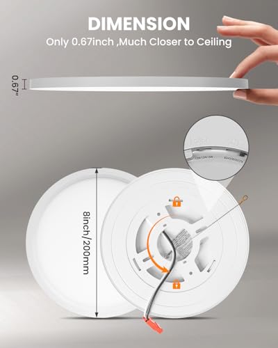 8Inch Low Profile Ceiling Light, 15W 1200LM 5CCT Ultra Thin Surface Mount Light for Wet Location, No Flicker and Dimmable Flush Mount Lighting, 8 Inch 4Pack Gold - color: Gold-4 Pack, size: 8 Inch