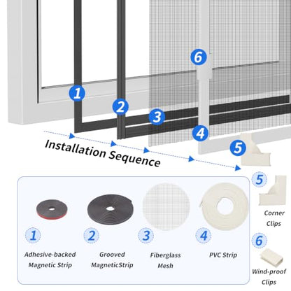 Magnetic Window Screen Frame/Adjustable Window Screen Mesh Gauze Link Frame Suitable for All Kinds of Soft Gauze Conveniently Operate on a Solid Surface of Metal/Wood/Plastic - size: ‎frame length:79"
