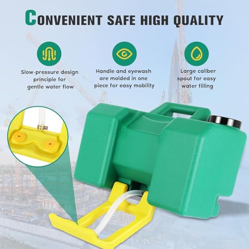 Portable Eyewash Station 8 Gallon with Handle, OSHA Approved Eye Wash Station for Wall, Gravity Fed Emergency Eyewash Station for Construction Site Lab Garage, Self Contained 15 Minute Flush Kit