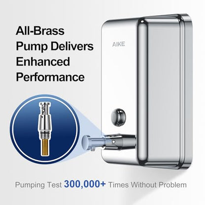 AIKE 37oz Liquid Soap Dispenser for Bathroom Easy Push,Mirror Silver - color: Mirror Silver