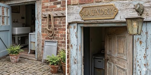 LAUNDRY Vintage Metal Door Sign – Antique Brass Laundry Room Plaque Durable Commercial-Grade Professional Signage, Easy Mount Office & Business Door Plaque - color: LAUNDRY