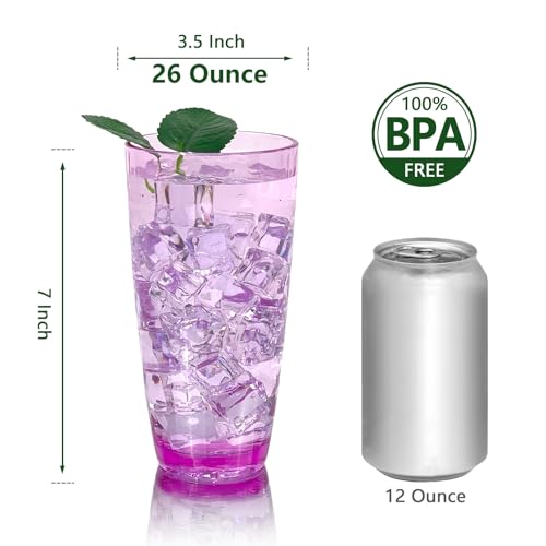 26-Ounce Plastic Tumblers (Set of 6), Reusable Plastic Mugs, BPA-Free Acrylic to Drink Mugs, Shatter Resistant, Textured Interior, Dishwasher Safe (Purple, 26 Ounce) - color: Purple, size: 26 Ounce