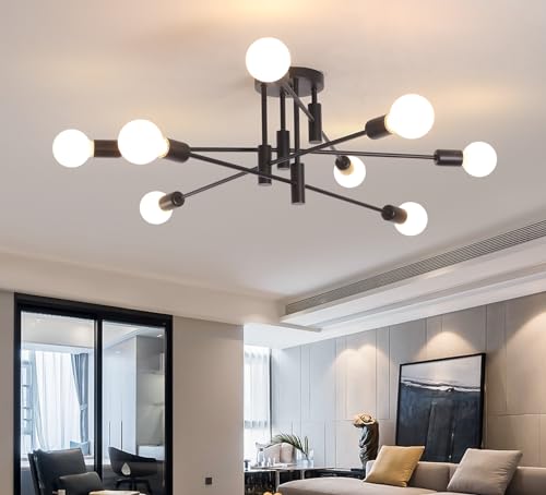 Garwarm Sputnik Ceiling Light Fixture, 8-Light Black Sputnik Chandelier - color: 8-Lights,Black-2