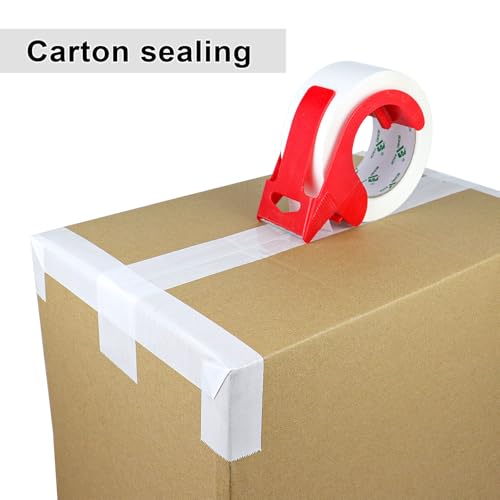 BOMEI PACK Packing Tape with Red Dispenser White Packaging Tape for Shipping Moving Strong Sealing Adhesive Industrial Depot Tapes for Storage 1.88 inch x 55 Yards, 3 Rolls - color: white