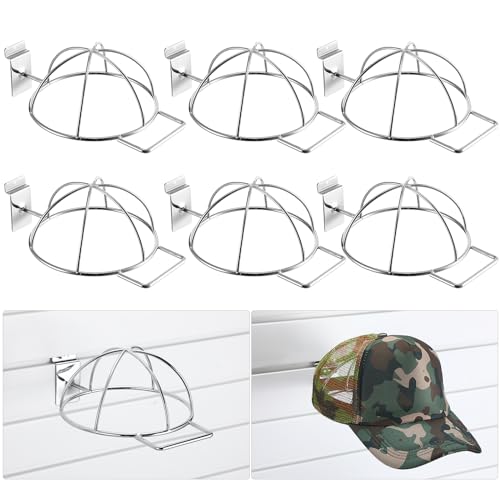 Barydat 6 Pcs Slat Wall Hat Display Wire Headwear Rack Slatwall Accessories Metal Retail Display Racks for Baseball Hats Beanies Wigs Organization, Home, Retail Store, Warehouse(Silver) - color: Silver