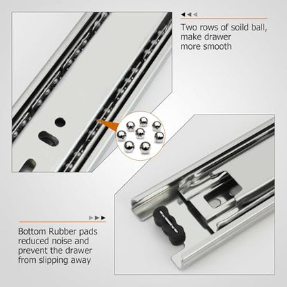 LONTAN 1 Pair Side Mount Drawer Slides 8 Inch Heavy Duty Cabinet Rails - color: Silver, size: 8 Inch - Drawer Slide