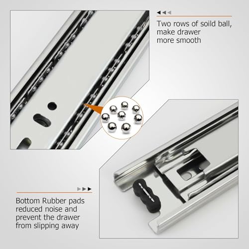 LONTAN 1 Pair Side Mount Drawer Slides 10 Inch Heavy Duty Cabinet Rails - color: Silver, size: 10 Inch - Drawer Slide