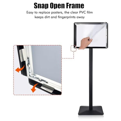 Sign Stand for Display, Ultra Stable Heavy Duty Pedestal Signage Holder - size: 11x17, style: Black