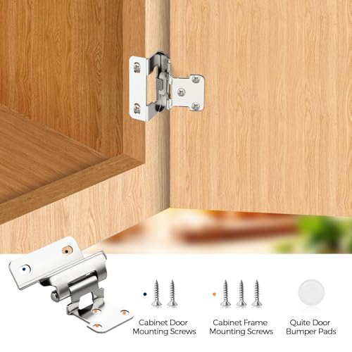 Polished Chrome Cabinet Hinges 1/2 Inch Overlay 4 Pack(2 Pairs) - color: Polished Chrome