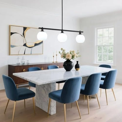 Kitchen Island Lighting 3 Lights Linear Pendant Light Fixtures With Milk Glass Shades Black Farmhouse Chandeliers for Dining Room Chandelier Over Table Mid Century Modern Hanging Light Fixture for Bar - color: 3 Light-Black