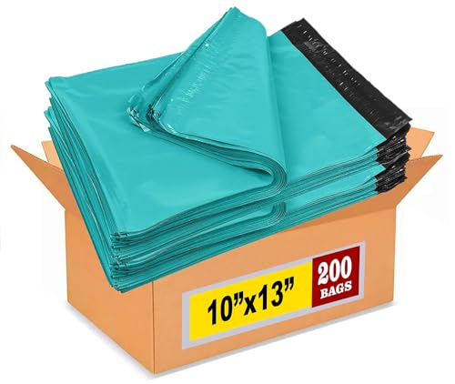 iMBAPrice Teal Poly Mailers 10x13 Inch 200 Pack (#4) I Self-Seal, Waterproof, Tear-Resistant Plastic, For Clothing & Small Business Packaging - color: Teal, size: 10" X 13"