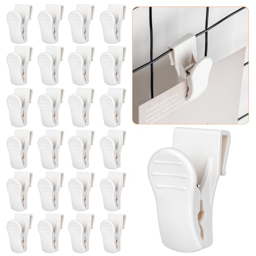 Starry 25 PCS Grid Wall Accessory Hooks Siding Clips to Hang Things Wall - color: White