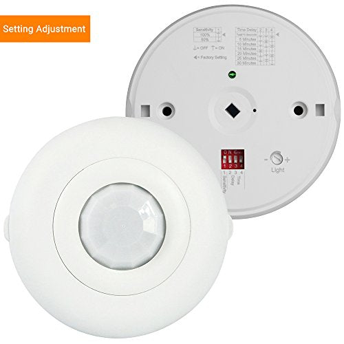 Enerlites MPC-52V PIR Ceiling Sensor, Ceiling Occupancy Sensor, Ceiling Light Sensor, Occupancy Sensor, Commercial Grade 360 Degree FOV, 800 Sq. Ft Coverage, 120-277VAC, White - size: Commercial Ceiling Sensor