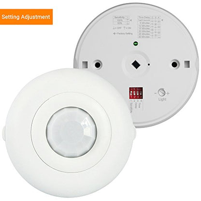 Enerlites MPC-52V PIR Ceiling Sensor, Ceiling Occupancy Sensor, Ceiling Light Sensor, Occupancy Sensor, Commercial Grade 360 Degree FOV, 800 Sq. Ft Coverage, 120-277VAC, White - size: Commercial Ceiling Sensor