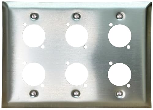 DIYTECH 6 Port Stainless Steel XLR Wall Plate Blank Panel for Pro Audio - style: 6 Port Stainless Steel