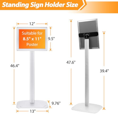 Sign Holder Stand 8.5x11 Inch, Heavy Duty Pedestal Floor Sign Stand - color: Silver, size: 8.5x11 in