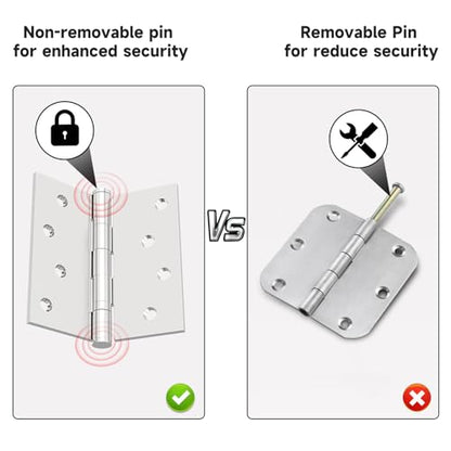 Bartuda Stainless Steel Ball Bearing Door Hinges, 4 Inch 3mm Thick, 3 Pack - color: Brushed Nickel - 09, size: 4 inch - 3 pack