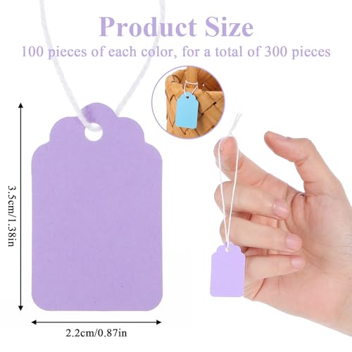 Price Tags with String Attached - 300Pcs Colored Paper Tags for Labeling
