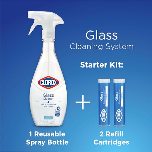 Clorox Glass Cleaner Refills Glass Cleaning System for Mirrors and Window Cleaning, 2 Count