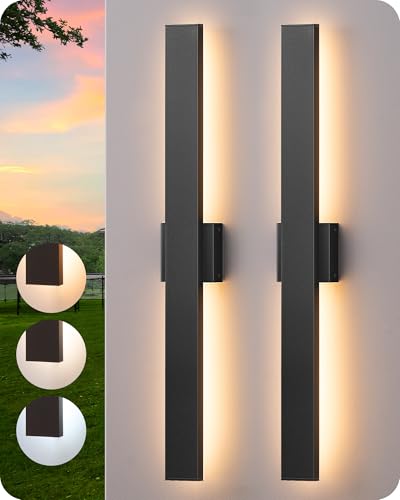 EDISHINE 31.5" LED Outdoor Wall Lights, Modern Exterior Light Fixtures - color: Black, size: 31.5 IN