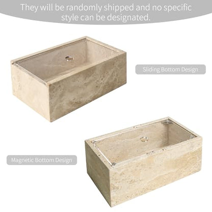 DUANYAN Italian Travertine Tissue Box Cover, Rectangular, Natural Stone - color: Beige