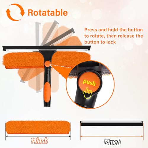 14" Extra-Wide Window Squeegee with 5-20FT Extension Pole - size: 14"-20FT