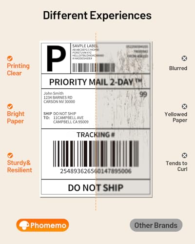 Phomemo 4x6 Thermal Label 10 Rolls 250PCS/Roll, Shipping Labels Pack of 2500 4x6 Roll Labels, Compatible with Phomemo, Zebra, Rollo, Jadens and Other Thermal Printers - color: White-2500