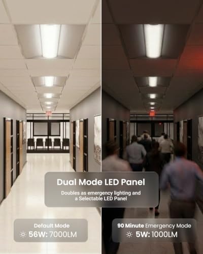 Sunco 2x4 FT LED Emergency Troffer Light, 90 Min Battery Backup for Power Outages, 7700LM, Selectable CCT 3500K/4000K/5000K, 56W Max, 120-277V Dimmable Drop Ceiling Light – UL 2 Pack