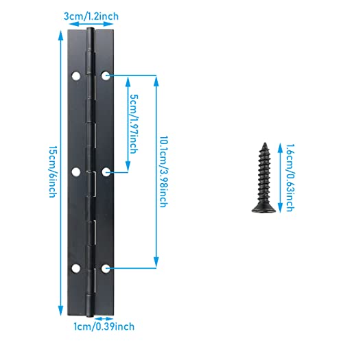 4PCS 6 Inch Metal Piano Hinges - Stainless Steel Continuous Hinge, Heavy Duty for Cabinet Door, Window, Boat with Screws