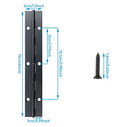 4PCS 6 Inch Metal Piano Hinges - Stainless Steel Continuous Hinge, Heavy Duty for Cabinet Door, Window, Boat with Screws