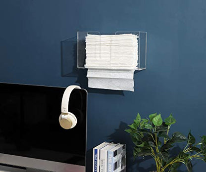 IEEK Paper Towel Dispenser Wall Mount Acrylic Paper Towel Holder for Bathroom Office and Kitchen,Hand Towel Dispenser Fits Multi-Fold Paper Towel,C-Fold, Zfold,Tri fold Paper Towels,Clear - color: Clear