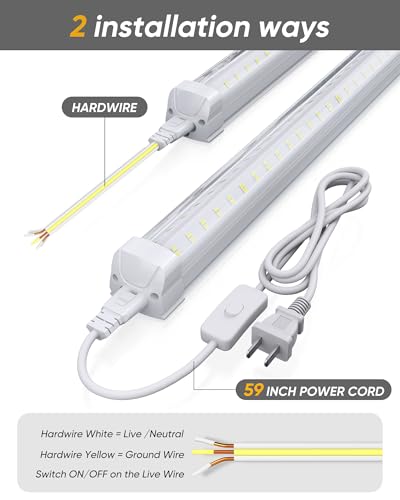 4FT 4 Pack Super Bright LED Shop Lights, 9600LM 60W 6000K Daylight - size: 9600LM-4Pack