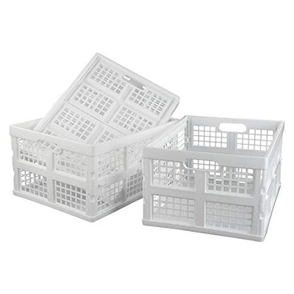 Asking 3-Pack 30 L Plastic Stacking Collapsible Crate, White - color: White, size: 30 L