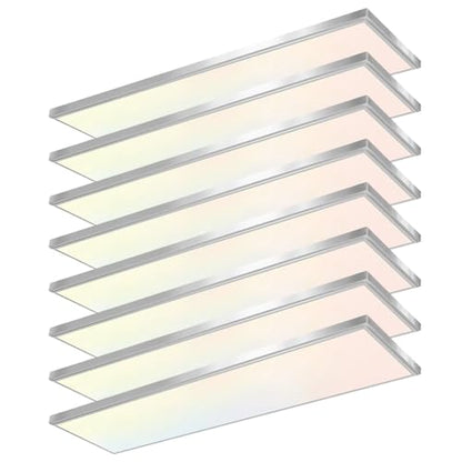GT-Lite 1'x4' 4500 Lumen 8 Pack LED Flat Panel, Black Trim, Flush Mount, 5 CCT, 3 Brightness, Dim, CRI 90 - color: Nickel 8 Pack