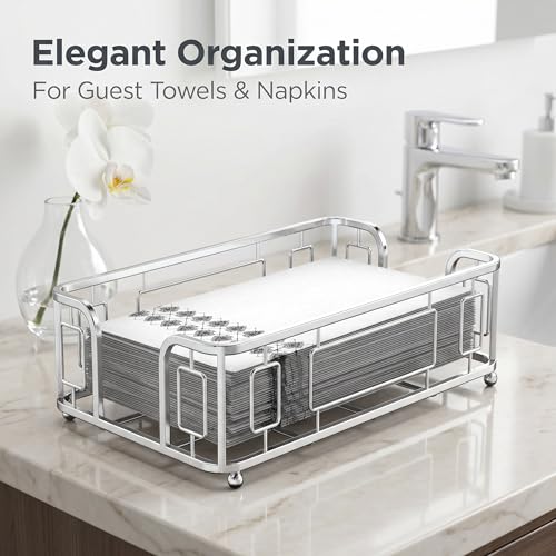 Guest Towel Holder Tray for Bathroom Countertop, Silver Metal - color: G - Silver Guest Towel Holder Tray, size: Guest Towel Holder
