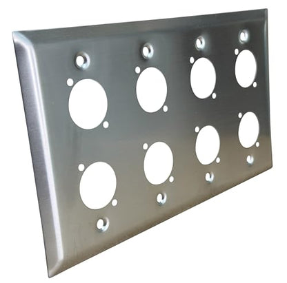 DIYTECH 8 Port Stainless Steel XLR Wall Plate Blank Panel for Pro Audio - style: 8 Port Stainless Steel