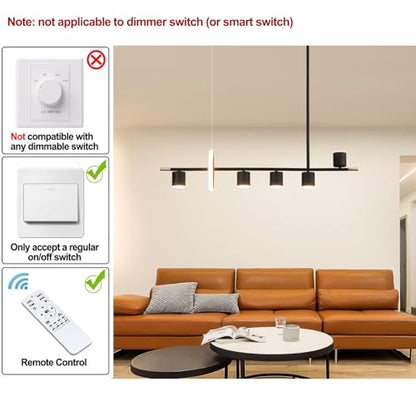 Siittoo 40" Modern LED Pendant Light, Dimmable Black Kitchen Island Light - color: Black-5 Spotlights 1 Ring-40W