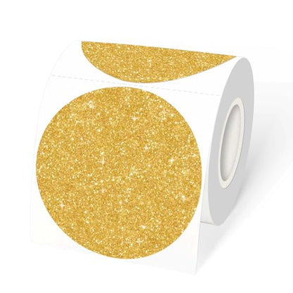 3" Holographic Direct Thermal Label Stickers, Round Printable Rainbow Glitter Thermal Printer Sticker Labels for Gift Wrapping, Self-Adhesive DIY Custom Logo Design- Shiny Gold - color: Holographic Shiny Gold, size: 3 inch