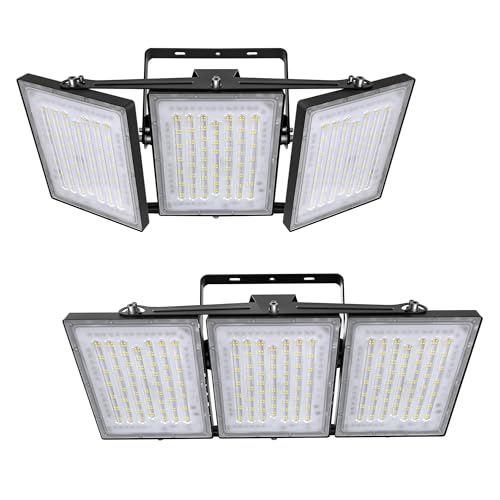 2 Pack LED Flood Lights Outdoor, STASUN 480W 48000lm 6000K Daylight White IP66 Waterproof, Commercial Parking Lot Lights, 3 Heads for Yard Street Stadium Outdoor Area Floodlight Bright Security Lights - color: 2 Pack, size: 480 Watt