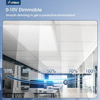Amico 6 Pack 2x4 LED Flat Panel Light with 3CCT Selectable, 50W, UL/FCC