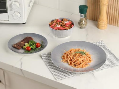 Sweejar Ceramic Dinnerware Service of 4,12 pcs Plate and Bowls for Kitchen - color: Gray, style: Service for 4 (12PCS)